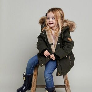 Kids Fur-Lined Hooded Jacket - Green